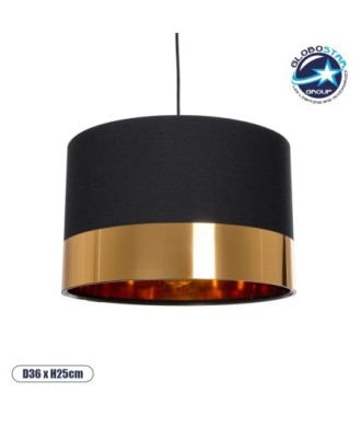 GLOBOSTAR® ZYKLUS 203-0100 Μοντέρνο Κρεμαστό Φωτιστικό Οροφής με Ντουί 1 x E27 AC 220-240V IP20 - Μαύρο & Χρυσό - Μ36 x Π36 x Υ25cm